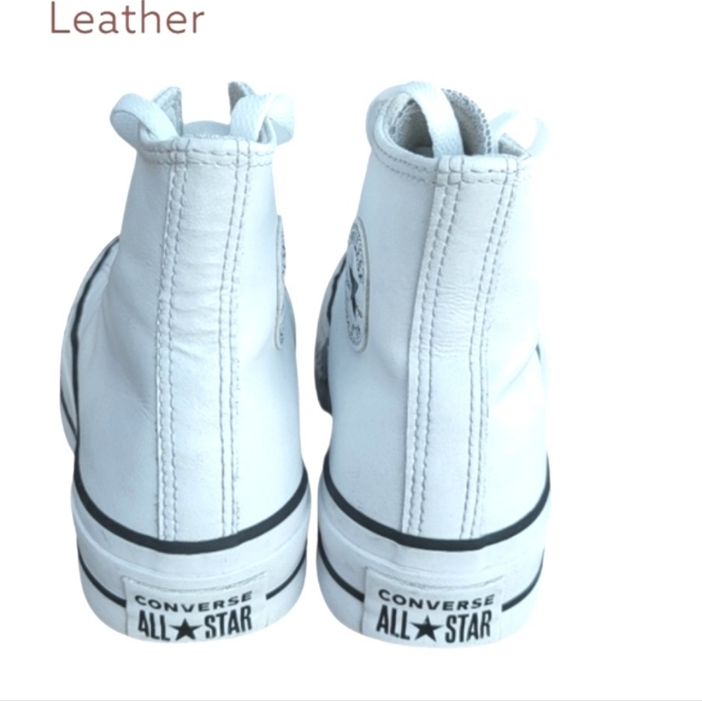 Converse LIFT Platform All Star Chuck Taylor White Leather Hi Sneaker Women 5.5 - Picture 4 of 10